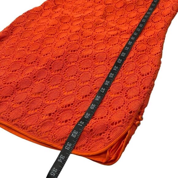 Trina Turk Crochet Orange overlay Shift Dress Size 8 Spring Summer women’s Mediu - Picture 10 of 14